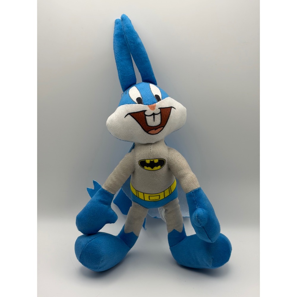 Looney Tunes Bugs Bunny Batman Plush Superhero Crossover Blue Grey 10 Inch Toy